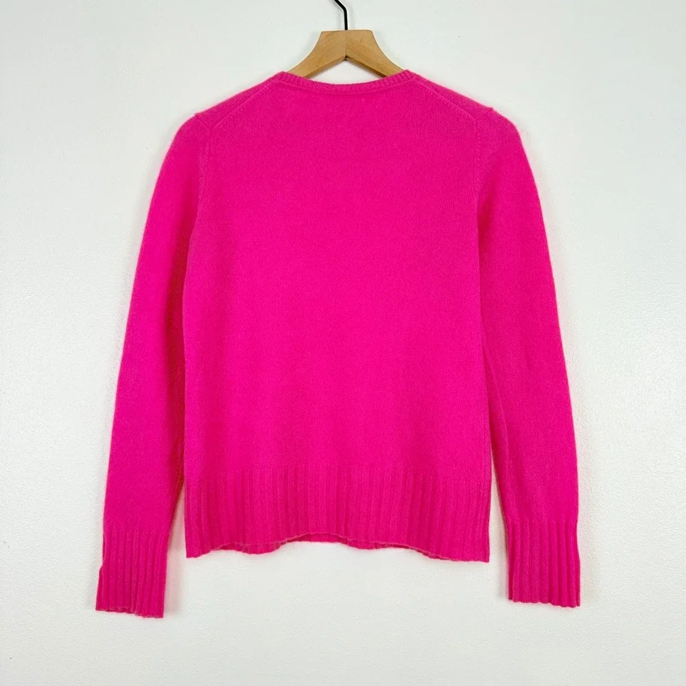 Ainsley 100% Cashmere Crew Neck Sweater Women M Bright Pink Soft Cozy Luxury - Picture 6 of 16